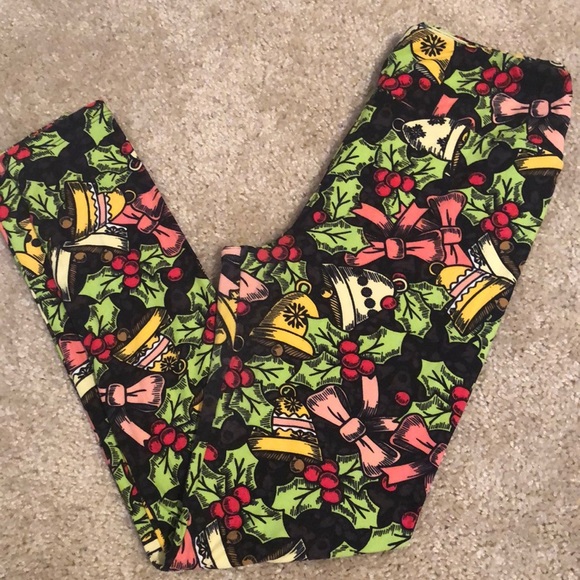 LuLaRoe Pants - Lularoe one size leggings Christmas gifts bows bells black gold pink pants